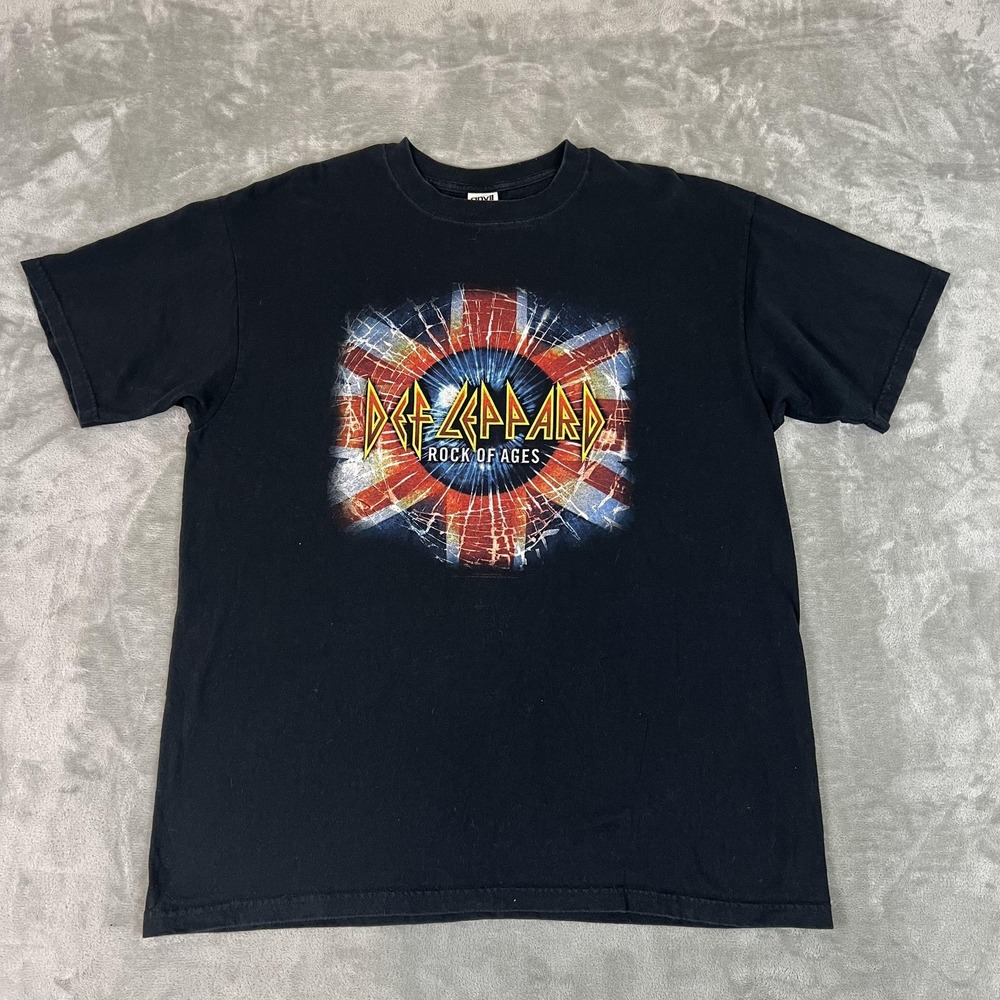 Vintage Def Leppard Shirt Mens XL Black Rock Of Ages Tour 2005 Graphic Tee